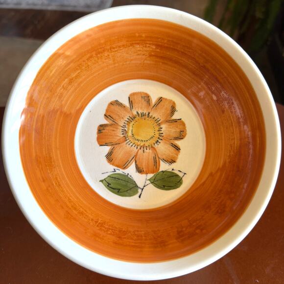 Vintage Rossini Ironstone Serving Bowl Orange Flower Hand Painted Japan MCM - Picture 1 of 8